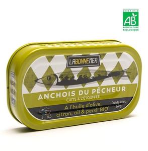 Anchois du pêcheur à l’huile d’olive extra, citron, ail et persil bio