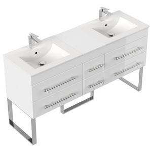 Meuble salle de bain double vasque Roma XL blanc brillant à poser