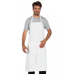 Tablier à bavette avec poche de cuisine professionnel blanc 100% coton mixte restaurant restauration cuisine hôtel