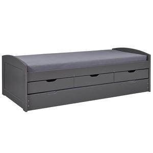 STRADI - Lit Gigogne 90x200cm + 3 Tiroirs Vernis Gris