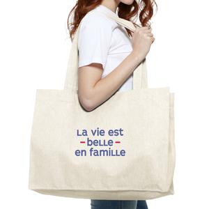 Grand Cabas La Vie Est Belle En Famille Coeur - Naturel - Taille TU