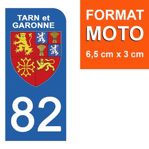 1 sticker pour plaque d'immatriculation MOTO , 82 TARN et GARONNE