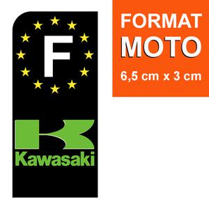 1 sticker pour plaque d'immatriculation MOTO, F - NOIR - KAWASAKI