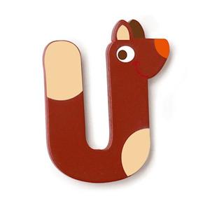 Lettre décorative 'U' en bois Animaux Amusants 6cm Scratch - Lettre