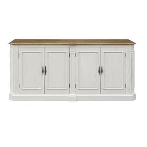 Buffet enfilade chêne 4 portes Chêne cérusé et patine shabby blanc