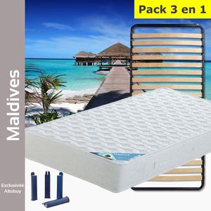 Maldives - pack matelas + lattes 90x200 + pieds