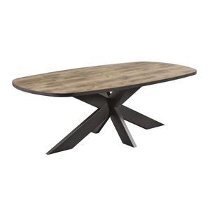 TROPIX - Table Ovale 230cm Aspect Bois Piètement Araignée Métal Noir
