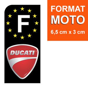 1 sticker pour plaque d'immatriculation MOTO, F - NOIR - DUCATI