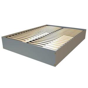 Lit coffre 2 places bois massif robuste - 140x190 140x190 Gris