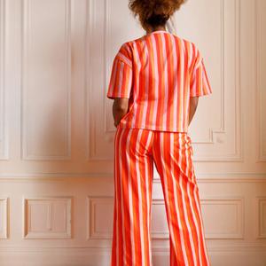 Pyjama long Coton BIO - Rayures Orange