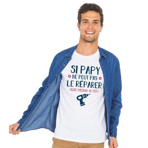 T-shirt Homme - Si Papy Ne Peut Le Réparer 2 - Blanc - Taille XL