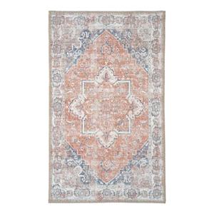COLABA - Tapis d'Entrée 50x80cm avec Motifs Orange et Bleu