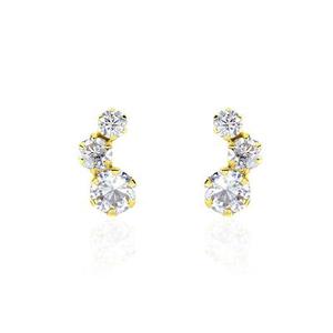 Boucles D'oreilles Puces Or Jaune Albizia Oxydes De Zirconium
