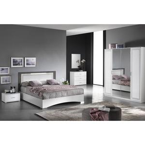 FADILY - Chambre Complète 140x190 avec Armoire 4 Portes
