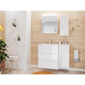 Ensemble meuble de SDB Elisa droite avec armoire de toilette en blanc brilliant