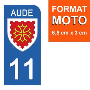 1 sticker pour plaque d'immatriculation MOTO , 11 AUDE