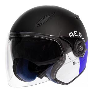 Casque jet TNT Aero double أ cran noir/blanc/bleu mat- XS