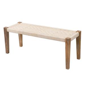 Banc en bois et corde tressée blanche