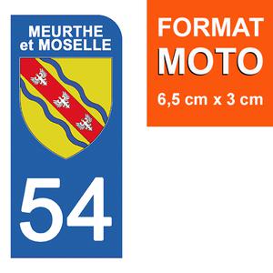 1 sticker pour plaque d'immatriculation MOTO , 54 MEURTHE et MOSELLE