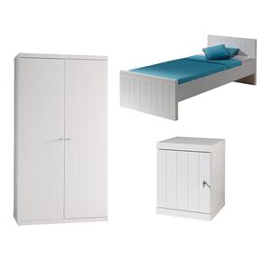 CLEO - Lit 90x200cm + Chevet + Armoire 2 Portes