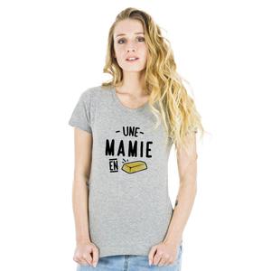 T-shirt Femme - Une Mamie En Or - Gris Chiné - Taille S