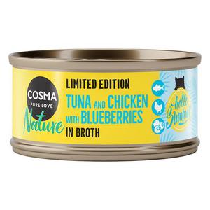 24x70g Cosma Nature Édition estivale thon, poulet, myrtilles - Pâtée pour chat