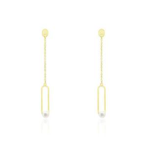 Boucles D'oreilles Pendantes Or Jaune Lucasta Perle De Culture