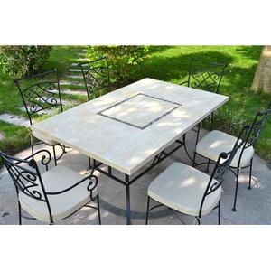 Table jardin pierre naturelle 160-200-240 mosaA ̄que marbre MONTE CARLO