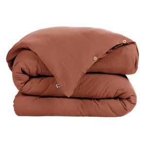 OUREA - Housse de Couette 200x200cm Gaze de Coton Terracotta
