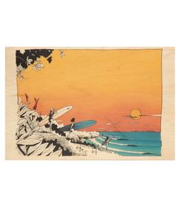 Woodhi - Carte postale en bois Ride Let's Go Surfing - Orange