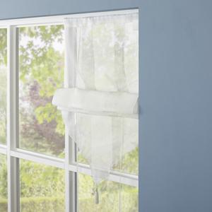 VITRAGE RELEVABLE À RAYURES BRODÉES 45 X 180 CM