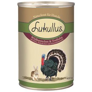 12x400g lapin de garenne, dinde Lukullus - Nourriture pour chien
