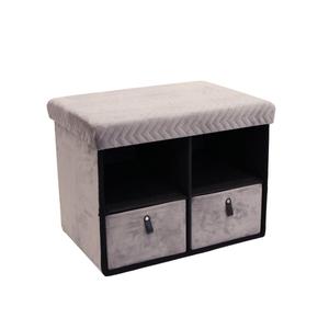 Floy - banc pliable velours gris clair avec tiroirs