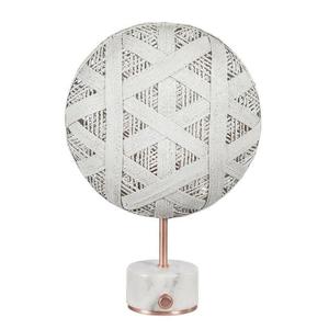 CHANPEN HEXAGONE-Lampe Marbre/Métal Cuivre/Abaca H41cm Blanc