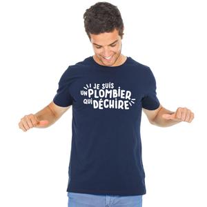 T-shirt Homme - Je Suis Un Plombier Qui Déchire - Navy - Taille M