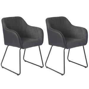 Amanca - lot de 2 fauteuils tissu gris et simili noir