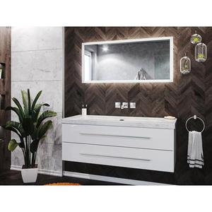 Ensemble de SDB Damo 130 2 pcs incl. Carrara-marbre sans trou robinet en blanc