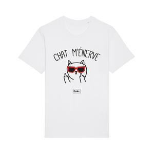 T-shirt Homme - Chat M'énerve - Blanc - Taille M