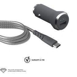 Force Power - Chargeur Auto + Câble USB-C - Couleur : Noir