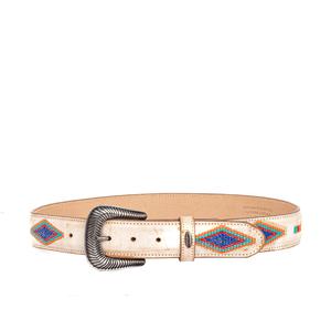 Mexicana - 80 - Ceinture en cuir PuntoCruz Rustik Beige - Beige