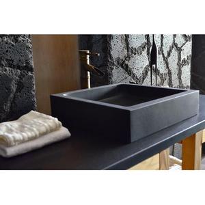 Vasque en pierre noire salle de bain basalte vA ritable KIAMA