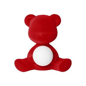 TEDDY GIRL-Lampe LED rechargeable Ourson Velours H32cm Rouge