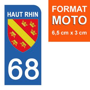 1 sticker pour plaque d'immatriculation MOTO , 68 ALSACE HAUT RHIN
