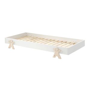 STAPEL - Lit Empilable 90x200cm Blanc Pieds Smiley