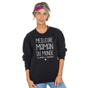 Sweat Femme - Meilleure Maman Du Monde (ses Enfants Le Confirment) - Noir - Taille M