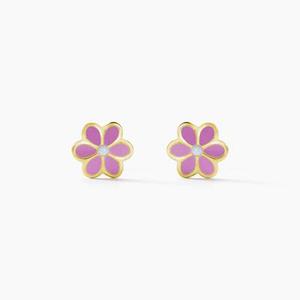 Boucles D'oreilles Puces Or Jaune Talia Email