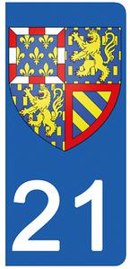 2 stickers pour plaque d'immatriculation Auto, 21 Côte d'Or