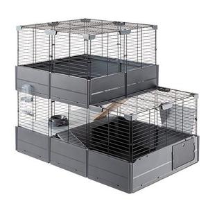 Cage Ferplast Multipla Double pour lapin et cochon d'Inde - gris : L 107,5 x l 72 x H 96,5 cm