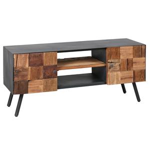 Fulbert - meuble tv 2 portes acier et bois massif