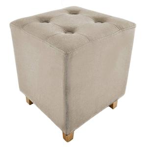 Antiope - pouf carré gris clair piétement bois